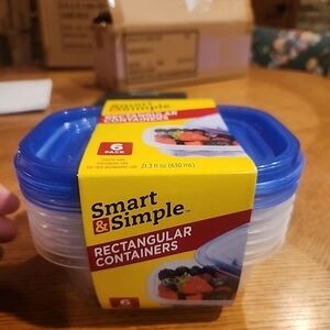 Blue Rectangular Containers - 6 Pack